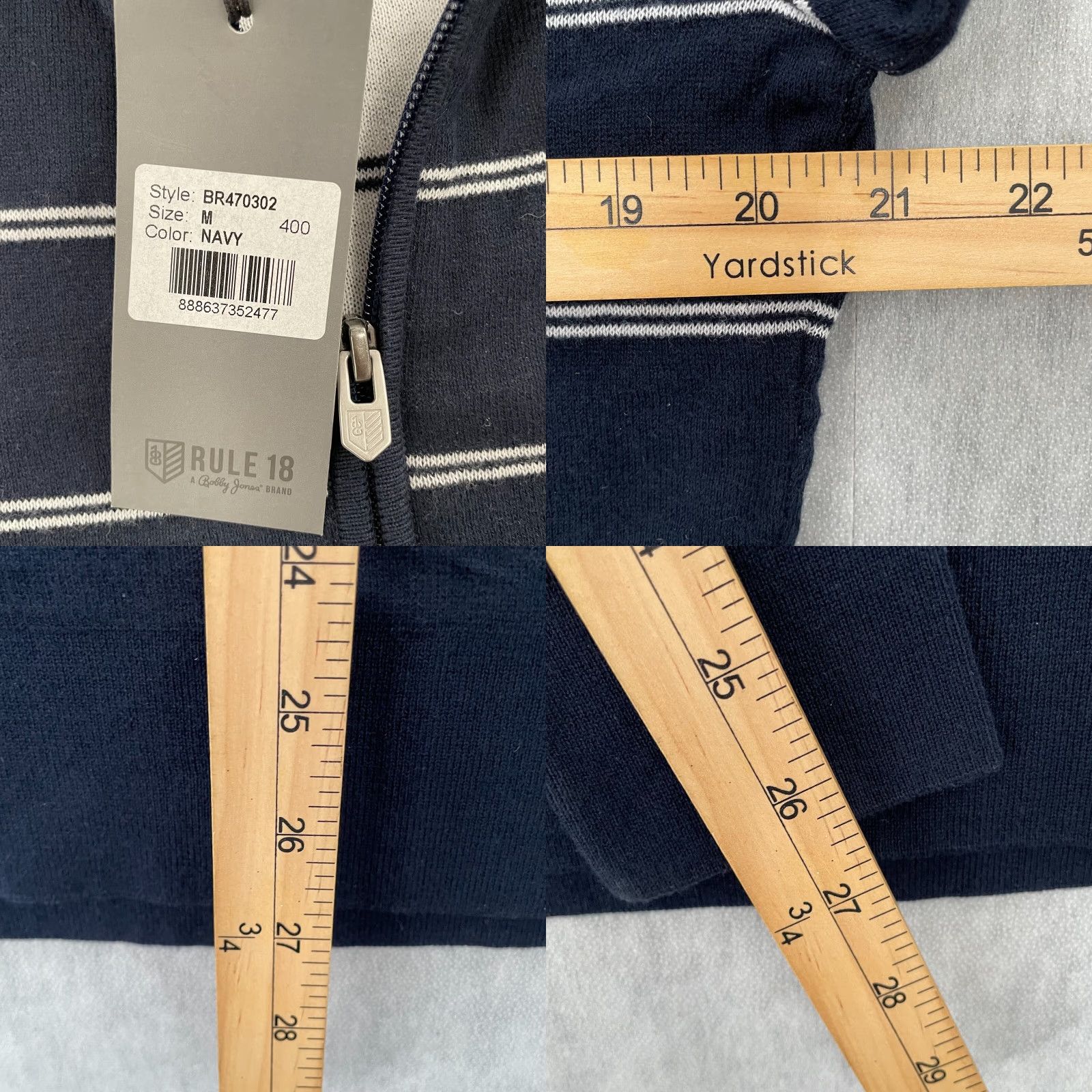 Vintage VINTAGE Bobby Jones Sweater Men's Medium Blue Striped 1/4 Zip Cotton Classic Pullover Golf Size US M / EU 48-50 / 2 - 8 Thumbnail