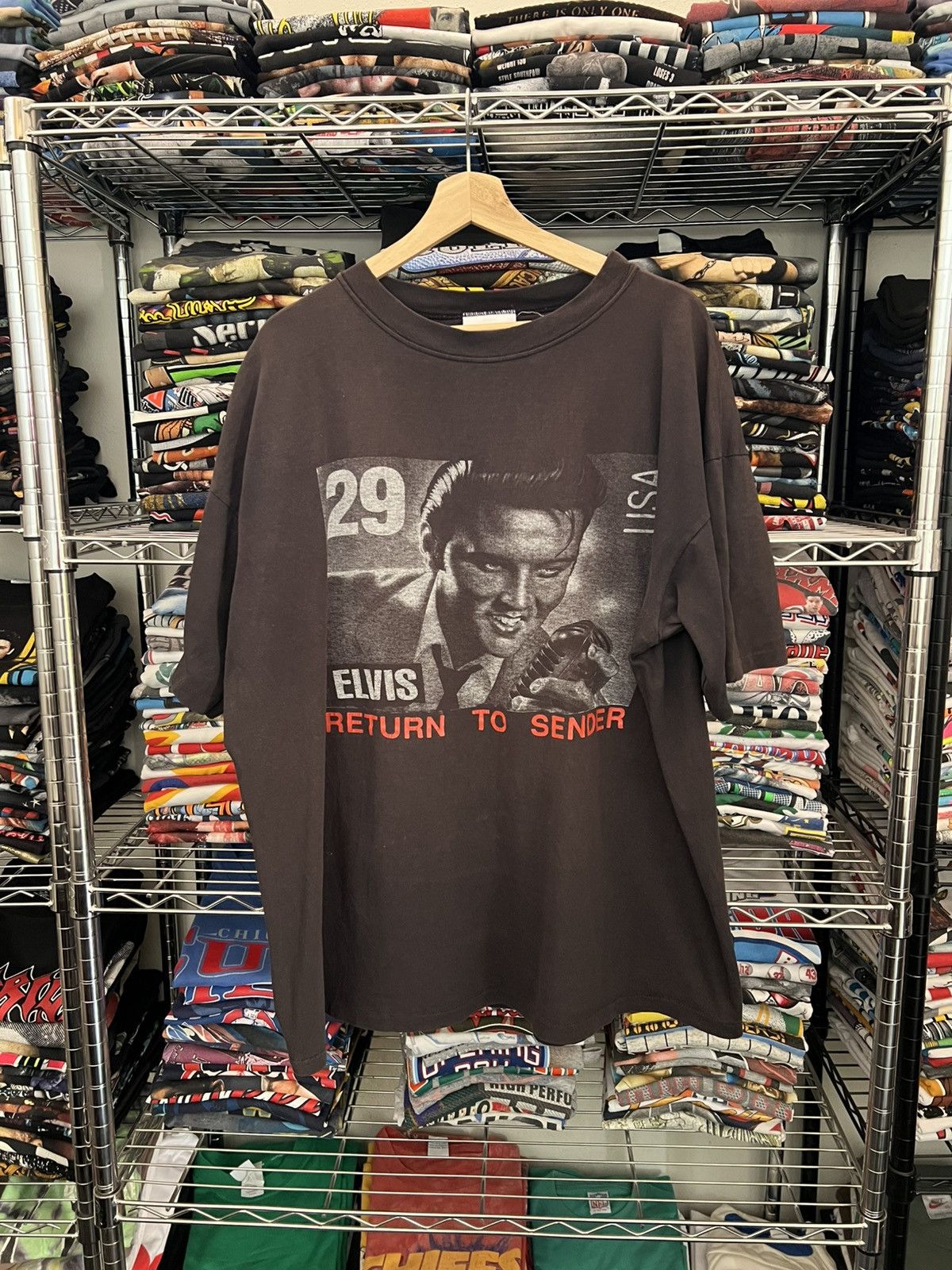 Band Tees 90s Elvis Presley Stamp Return to Sender USPS Tee Size US XL / EU 56 / 4 - 1 Thumbnail
