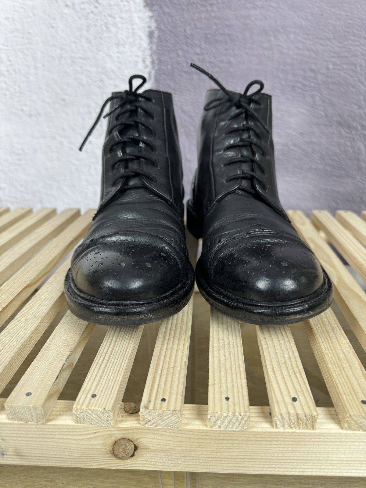 Other Hundred 100 black leather brogue oxford casual boots shoes Size US 12 / EU 45 - 12 Thumbnail