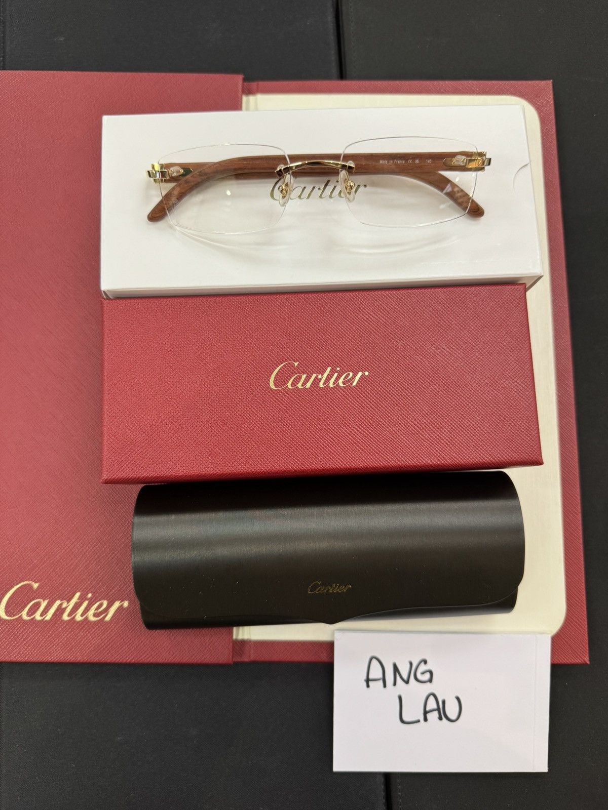Cartier Cartier Gold Brown Wood Frames Eyeglasses Glassee Size ONE SIZE - 2 Thumbnail