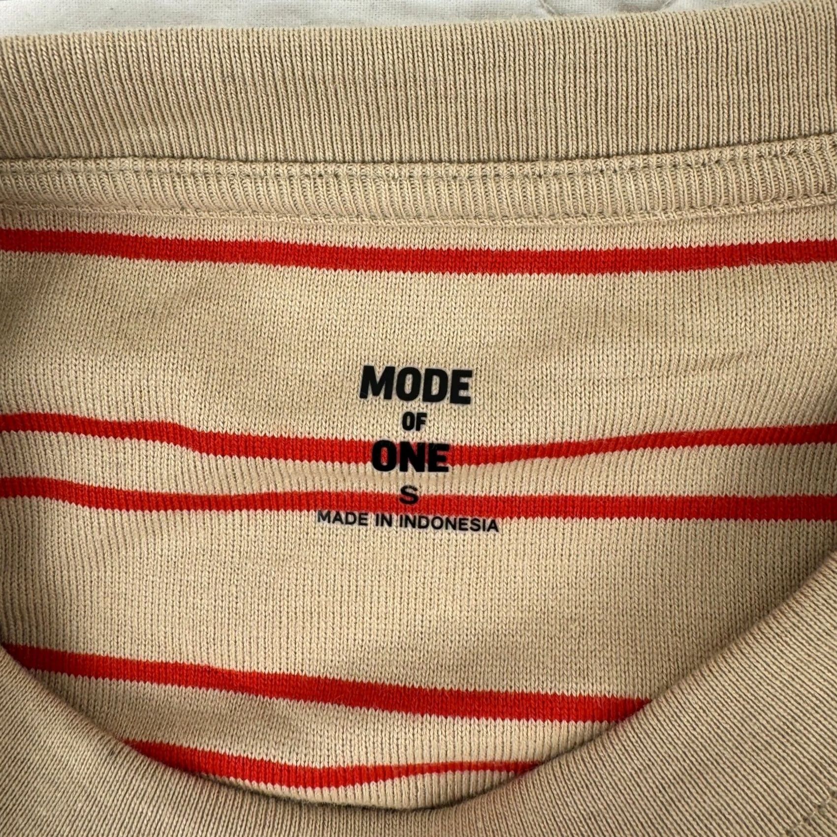Vintage Mode of One Mens Long Sleeve Striped T-Shirt Cinnamon Brulee Small NEW Size US S / EU 44-46 / 1 - 3 Thumbnail