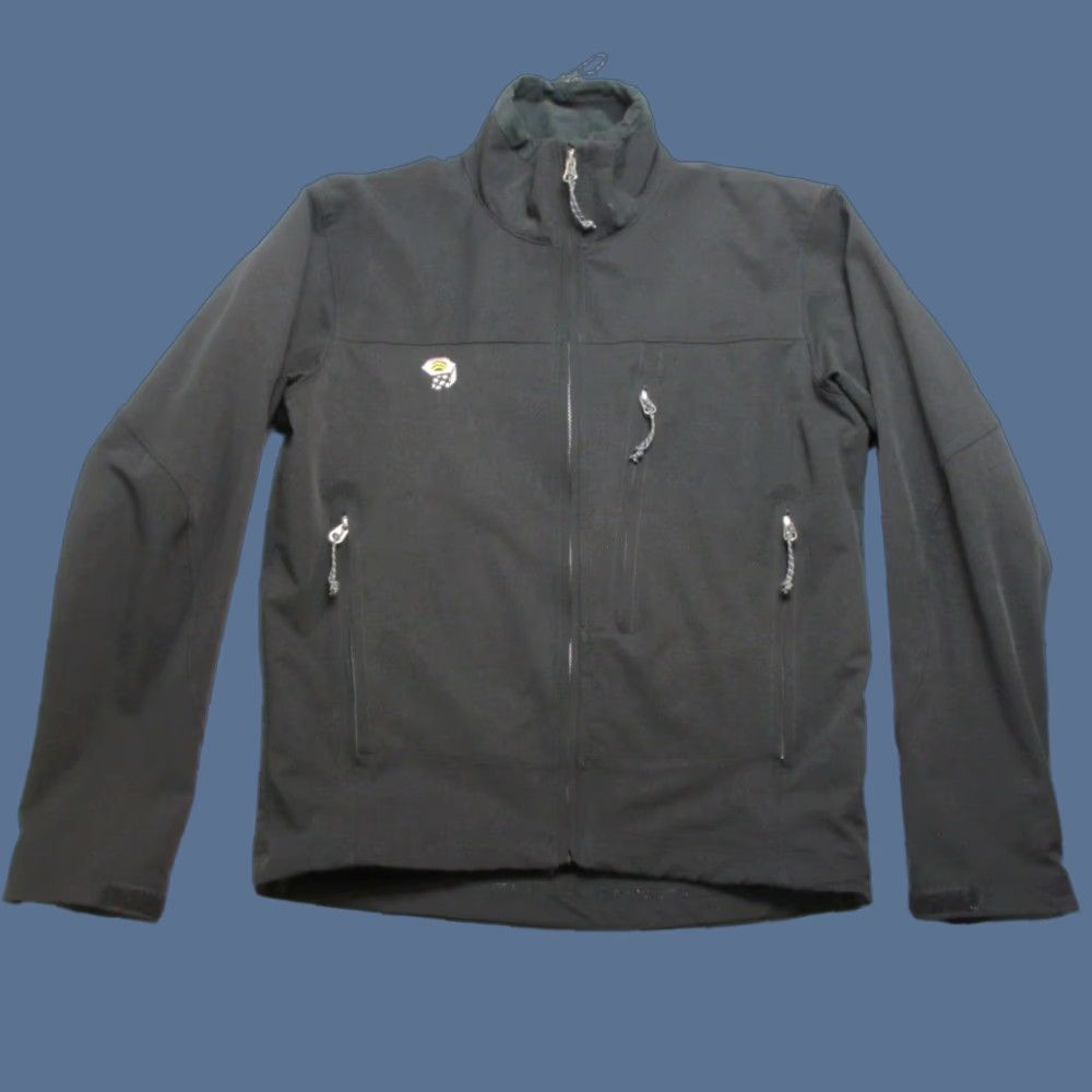 Mountain Hardwear Jacket Mens Medium Black Windbreaker Softshell Outdoor Hiking Outerwear Nylon Zip Pockets Logo