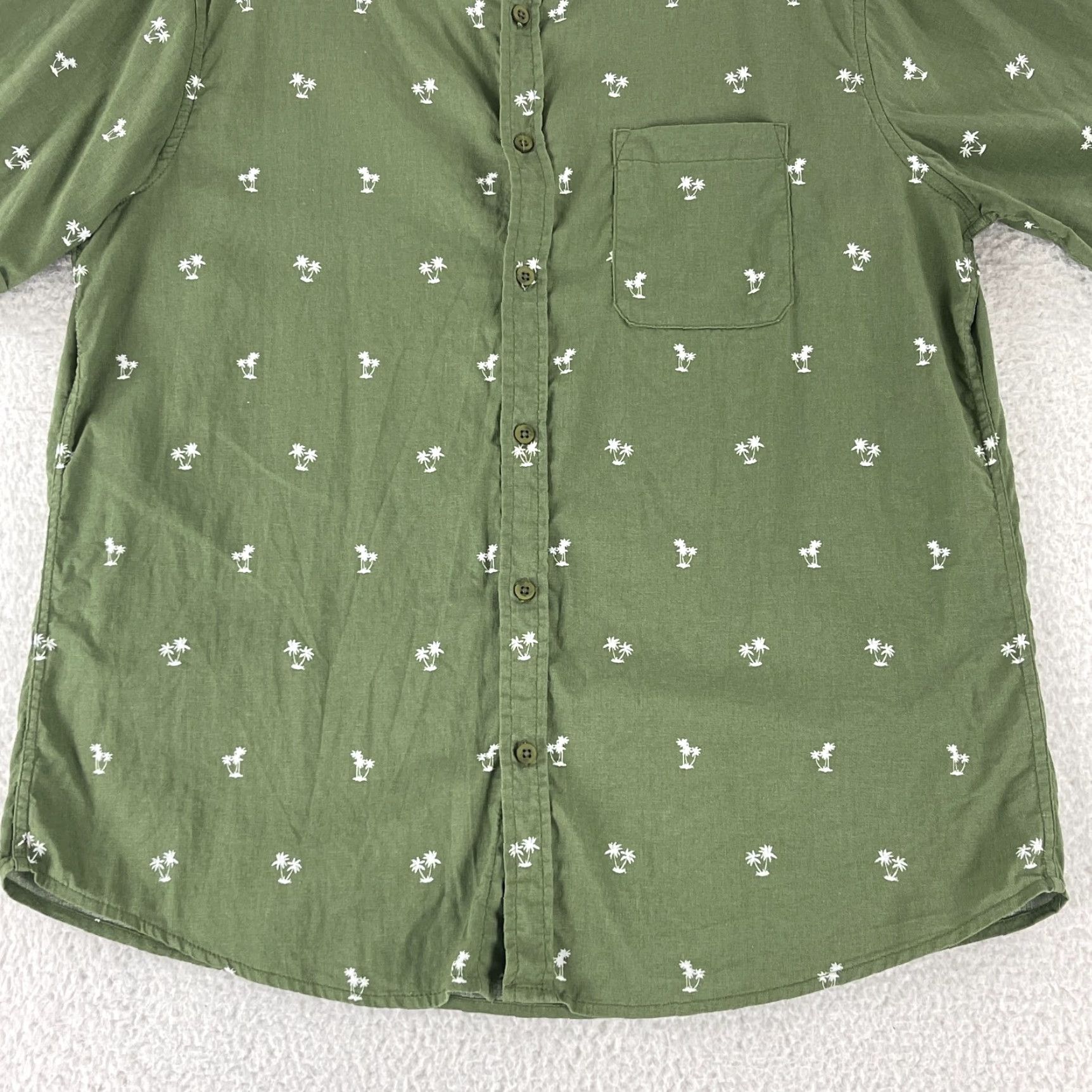 Saks Fifth Avenue Saks Fifth Avenue Button-Up Shirt Mens XL Green Palm Print Linen Blend Size US XL / EU 56 / 4 - 4 Thumbnail