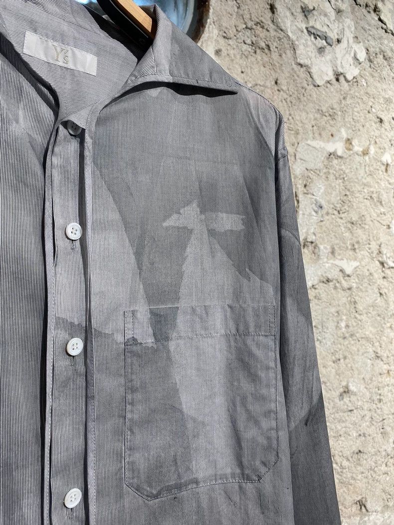Y's Y's Blue and Grey Stripe Panel Shirt Size US M / EU 48-50 / 2 - 4 Thumbnail