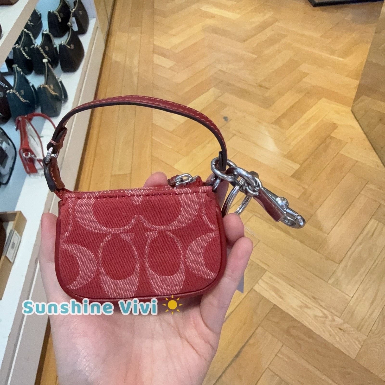 Coach NWT Coach Mini Nolita Bag Charm Denim Silver/True Red CDB23 Size ONE SIZE - 7 Thumbnail