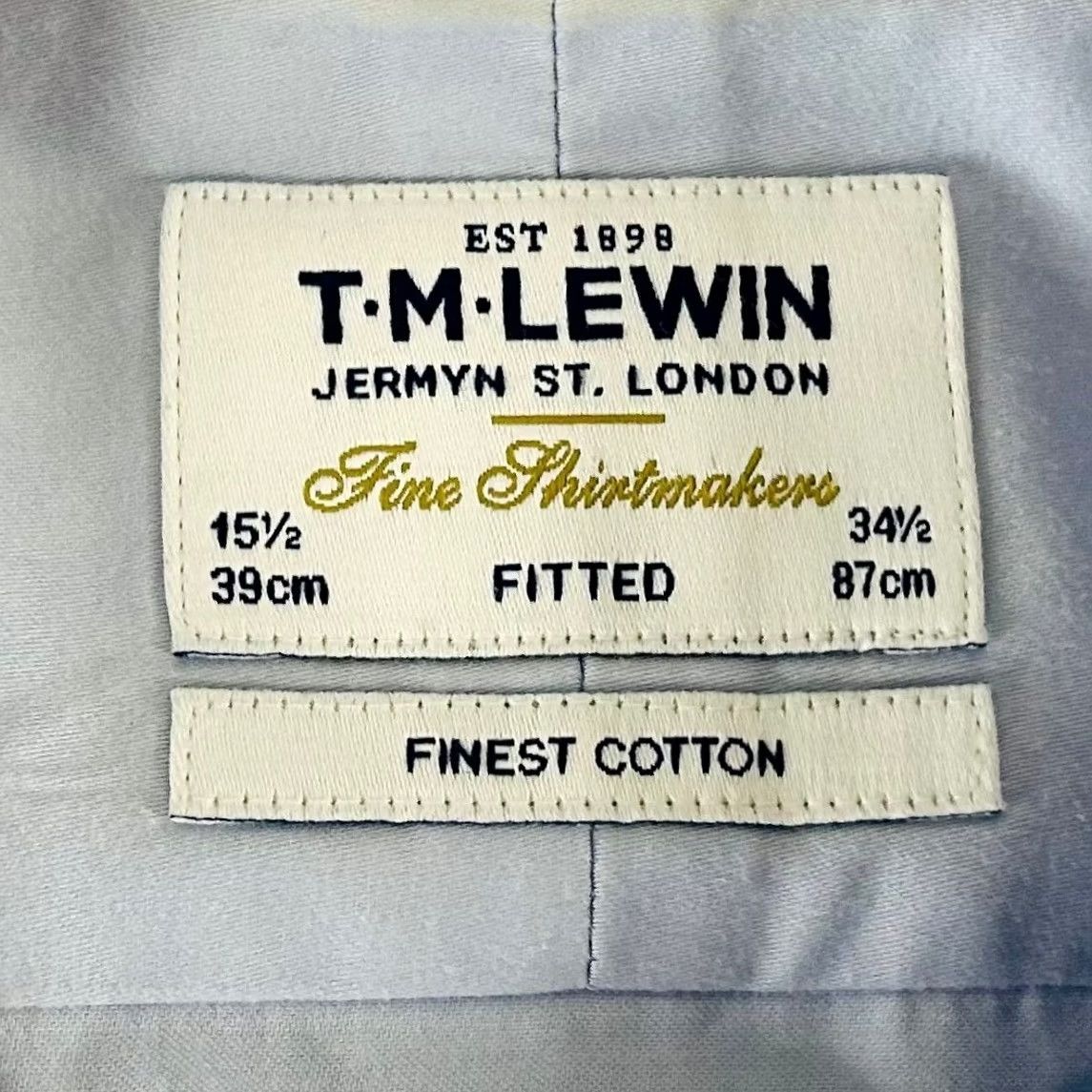 Vintage TM Lewin Dress Shirt Light Blue Floral 15.5 34.5 Slim 100% Cotton Barrel Cuff Mens Size 42R - 3 Thumbnail