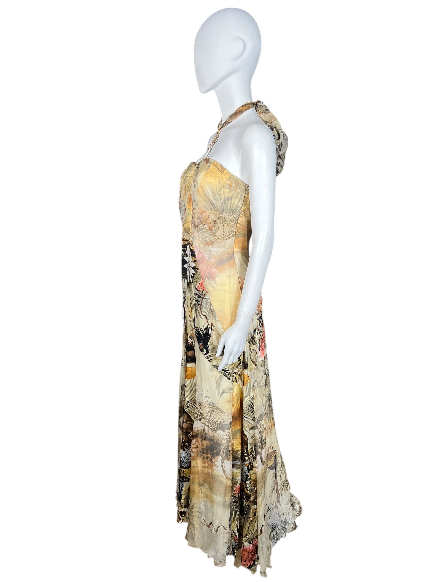 Roberto Cavalli Roberto Cavalli Jungle Print Halter Gown Size L / US 10 / IT 46 - 3 Thumbnail