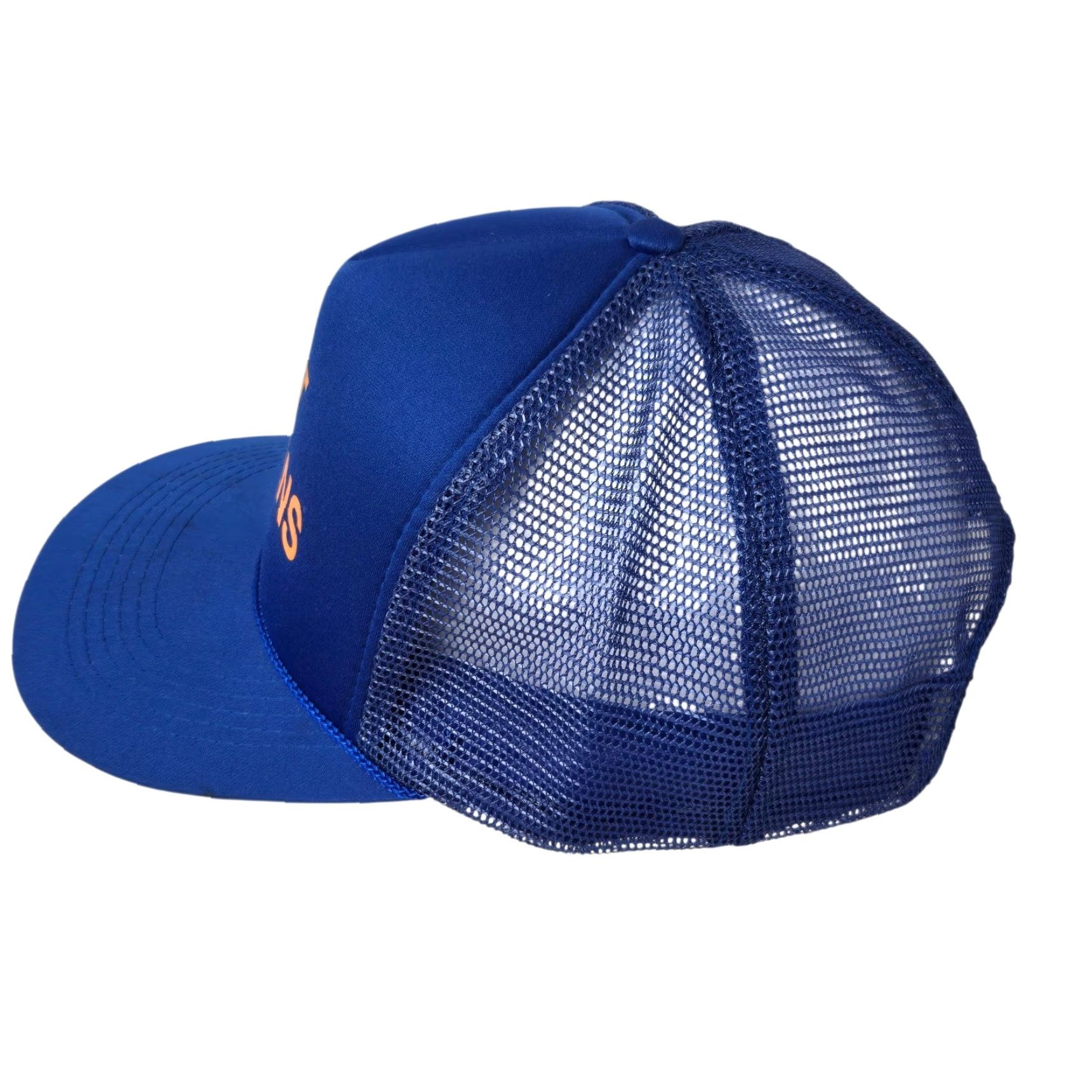 New Era VINTAGE New Era Trucker Hat Mens 90s Bluesky Funny Stuff Happens Humor READ Adjustable Cap Blue Mens Size ONE SIZE - 2 Thumbnail