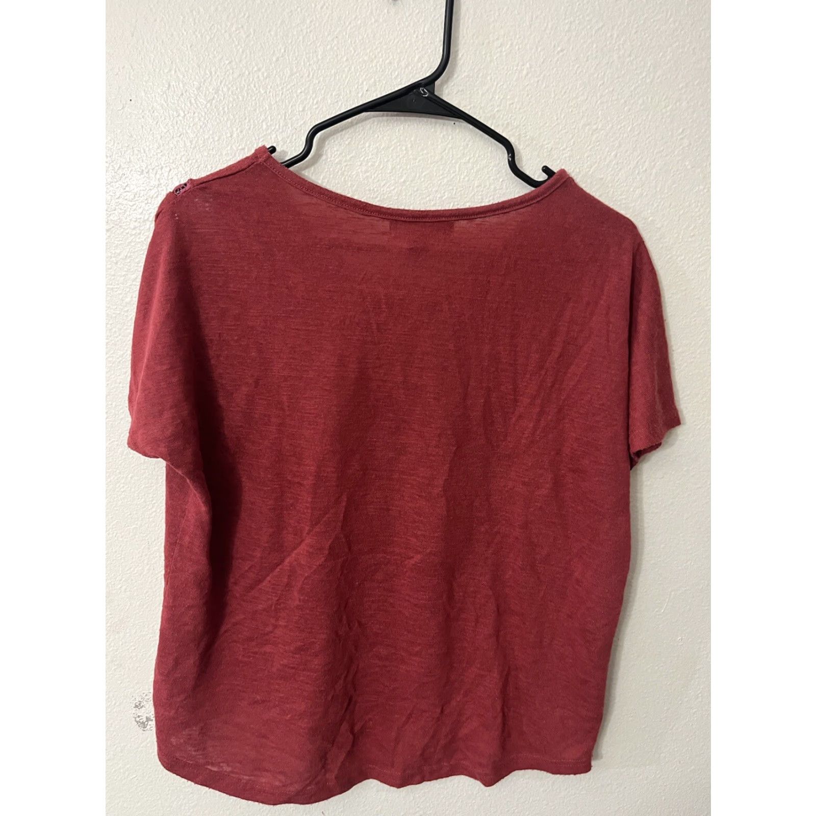 Vintage Atmosphere Womens Shirt 10 Red Short Sleeve Round Neck Tee Blouse Size L / US 10 / IT 46 - 2 Thumbnail