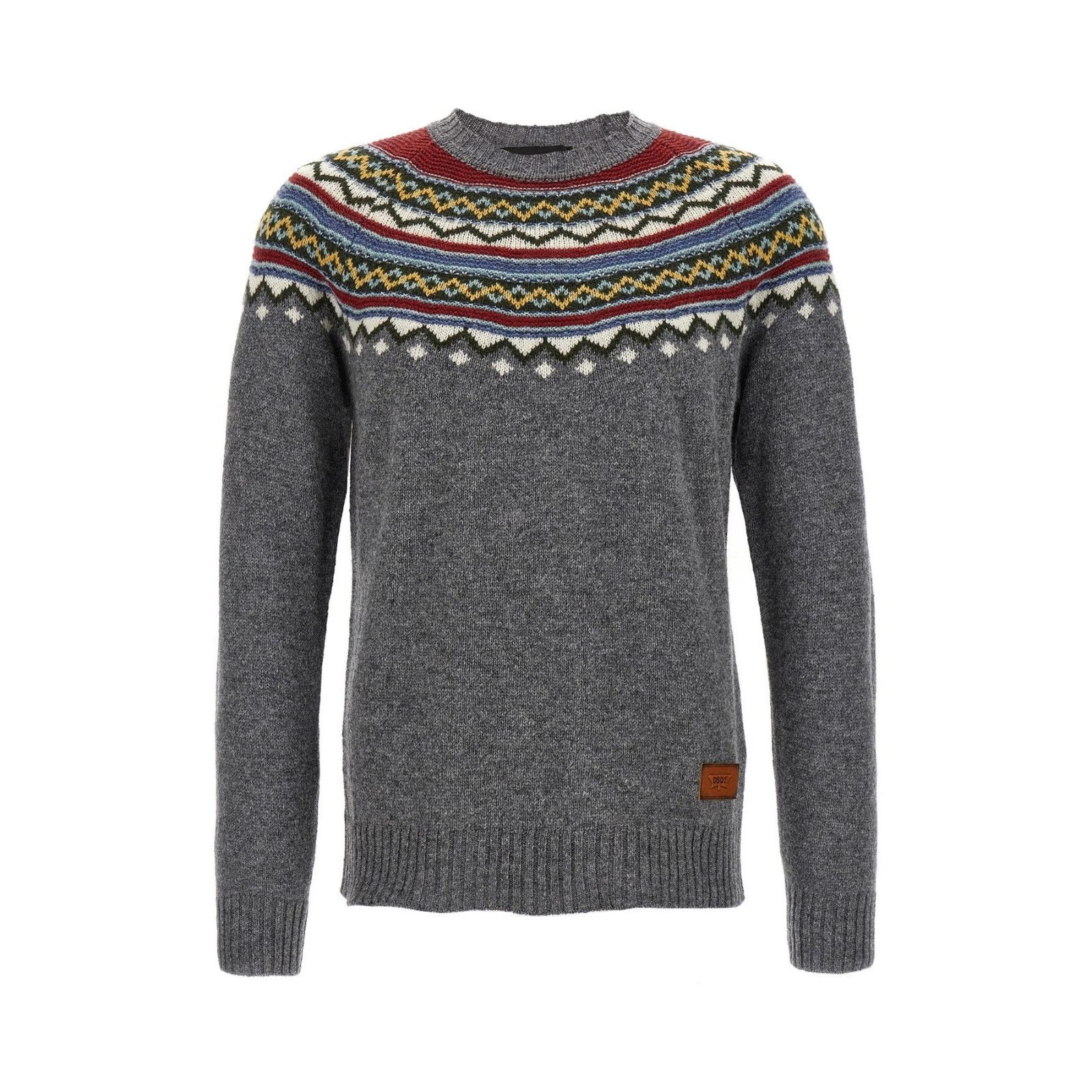 Dsquared2 DSQUARED2 Intarsia Gray Wool Sweater New & Authentic (Men's Size US XL / EU 56 / 4 - 1 Thumbnail