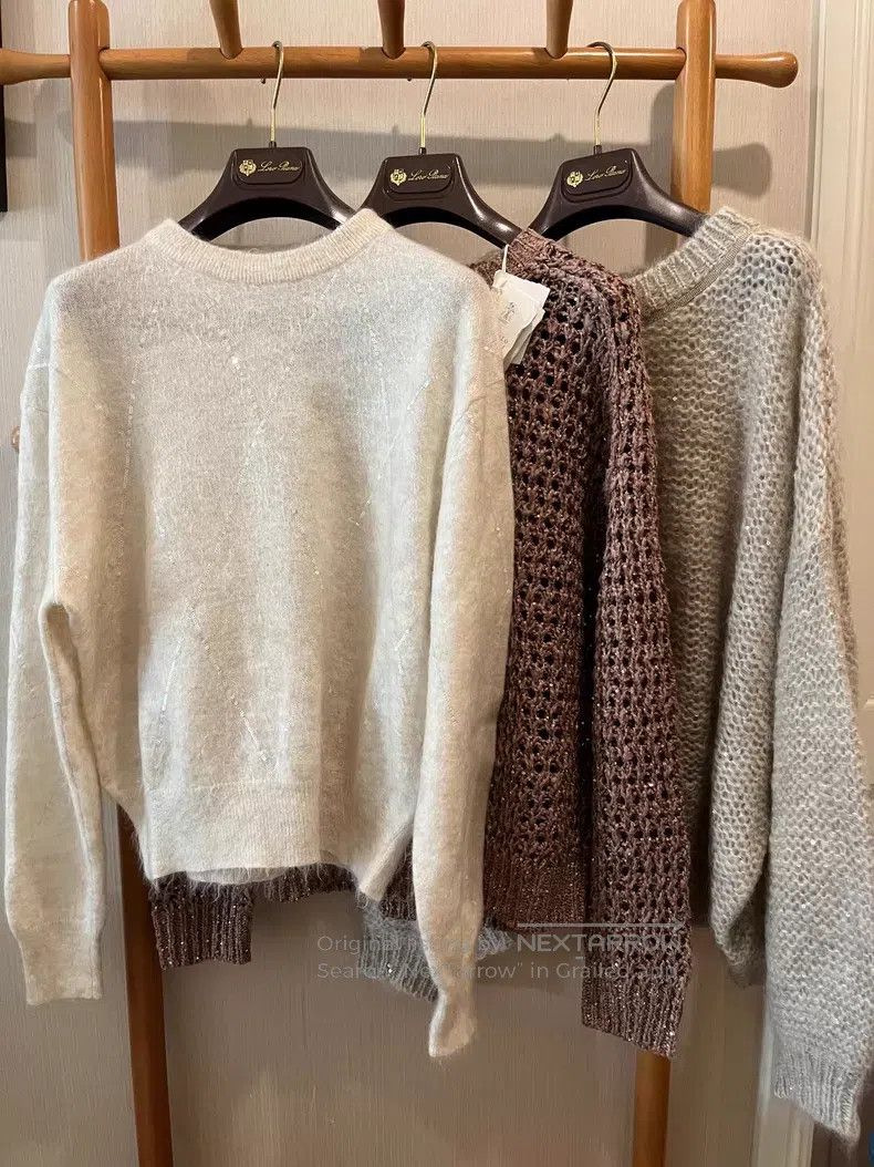 Brunello Cucinelli Brunello Cucinelli Diamond-shaped sequined knitted sweater Size S / US 4 / IT 40 - 8 Thumbnail