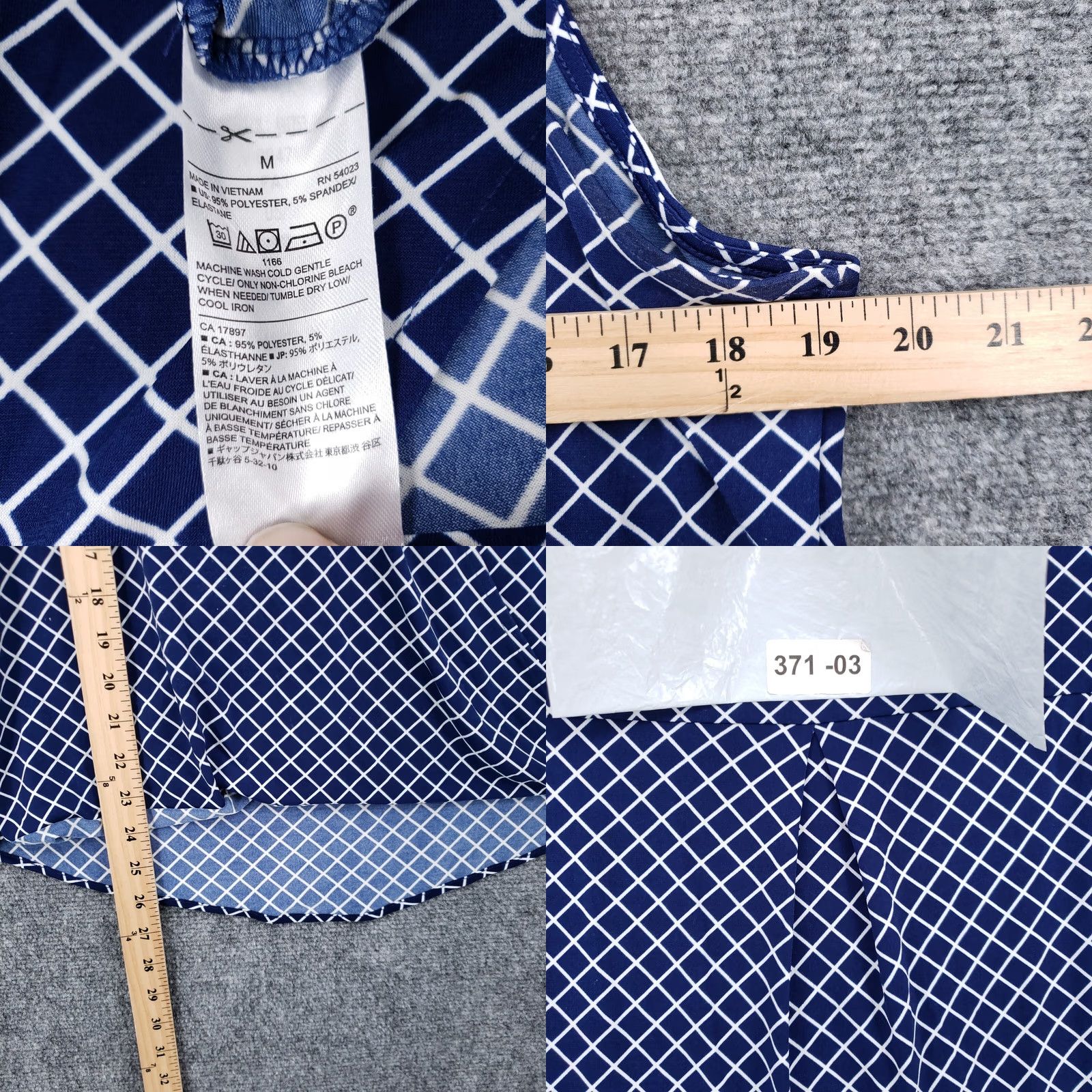 Banana Republic Banana Republic Women Medium Blue White Check Blouse Sleeveless Tank Vneck Size M / US 6-8 / IT 42-44 - 8 Thumbnail