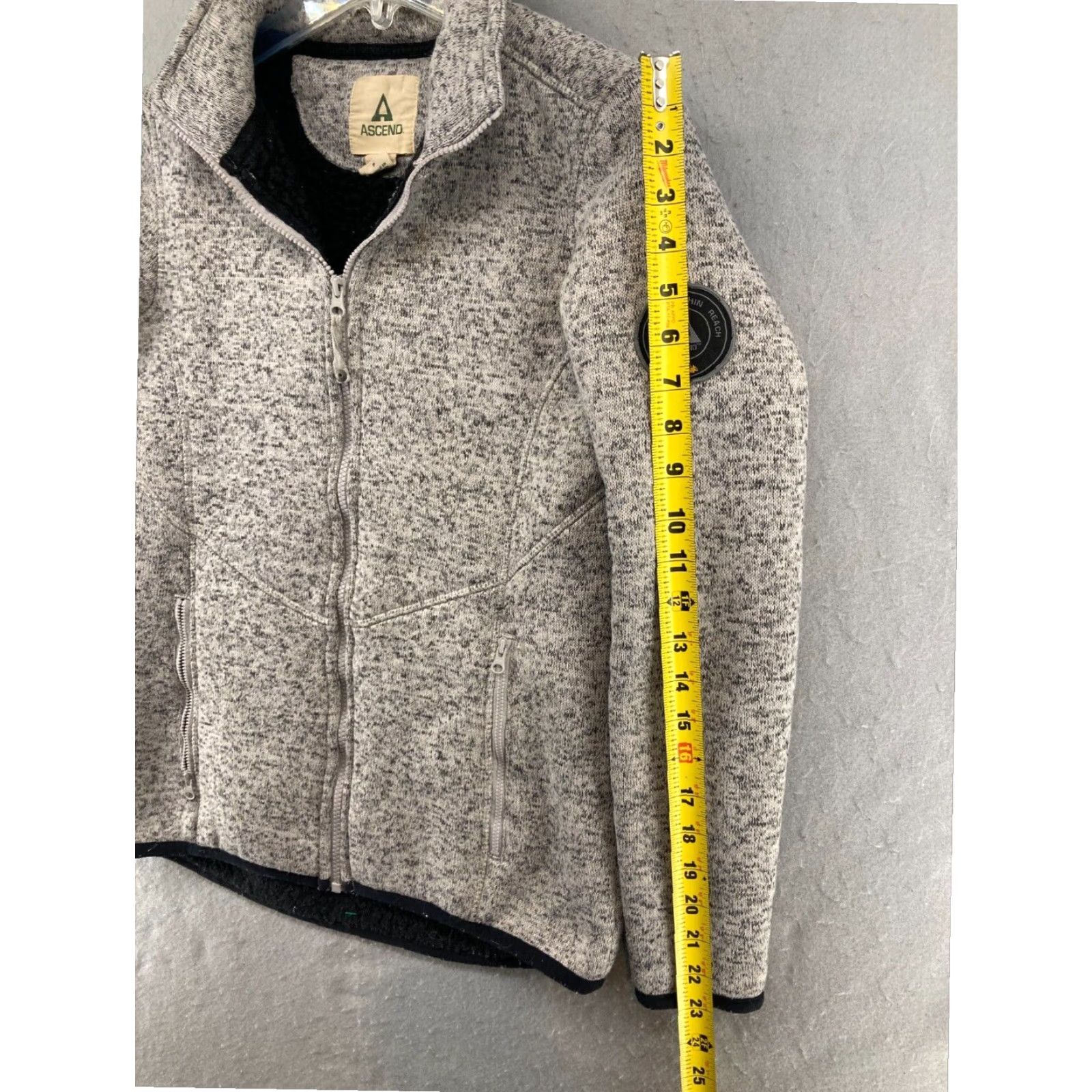 ASCENO Ascend Women's Small Gray Full Zip Sherpa Lined Sweater Outdoor Cotton Blend Size S / US 4 / IT 40 - 4 Thumbnail