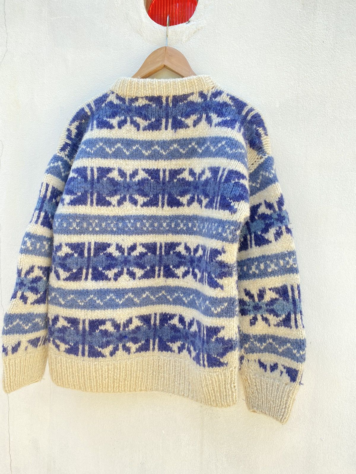 Designer × Vintage ARTESANIAS ECUADOR Blue and Cream Nordic Knit Sweater Size US S / EU 44-46 / 1 - 22 Thumbnail