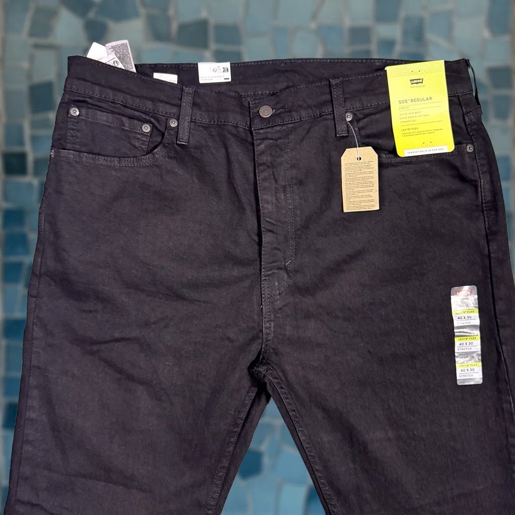 Levi's Levis 505 Jeans Mens 40x30 Regular Fit Flex Stretch Black Denim Performance Size US 40 / EU 56 - 1 Thumbnail