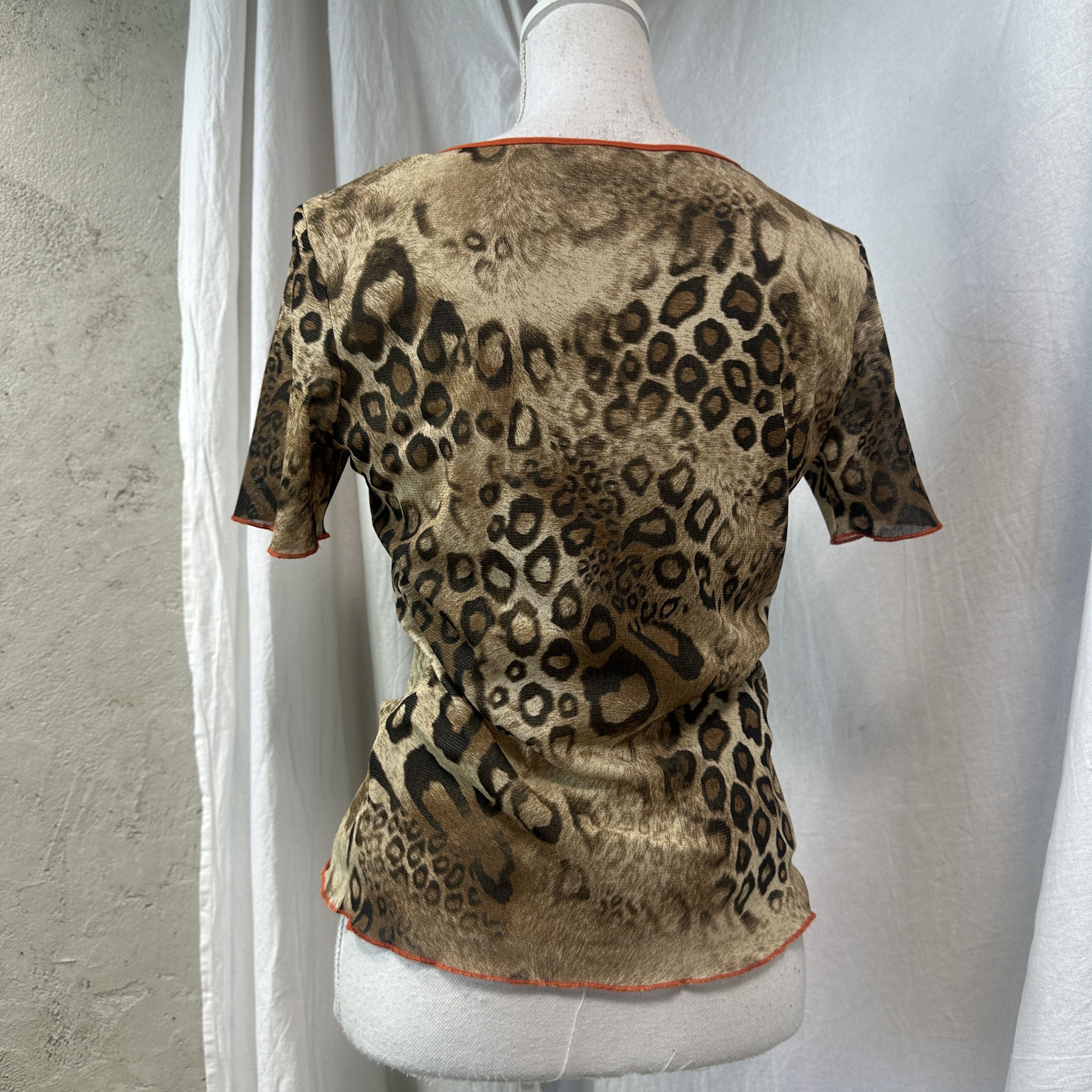 Vintage Vintage Avant Garde Mesh Cheetah Printed Top Y2K Size M / US 6-8 / IT 42-44 - 6 Thumbnail