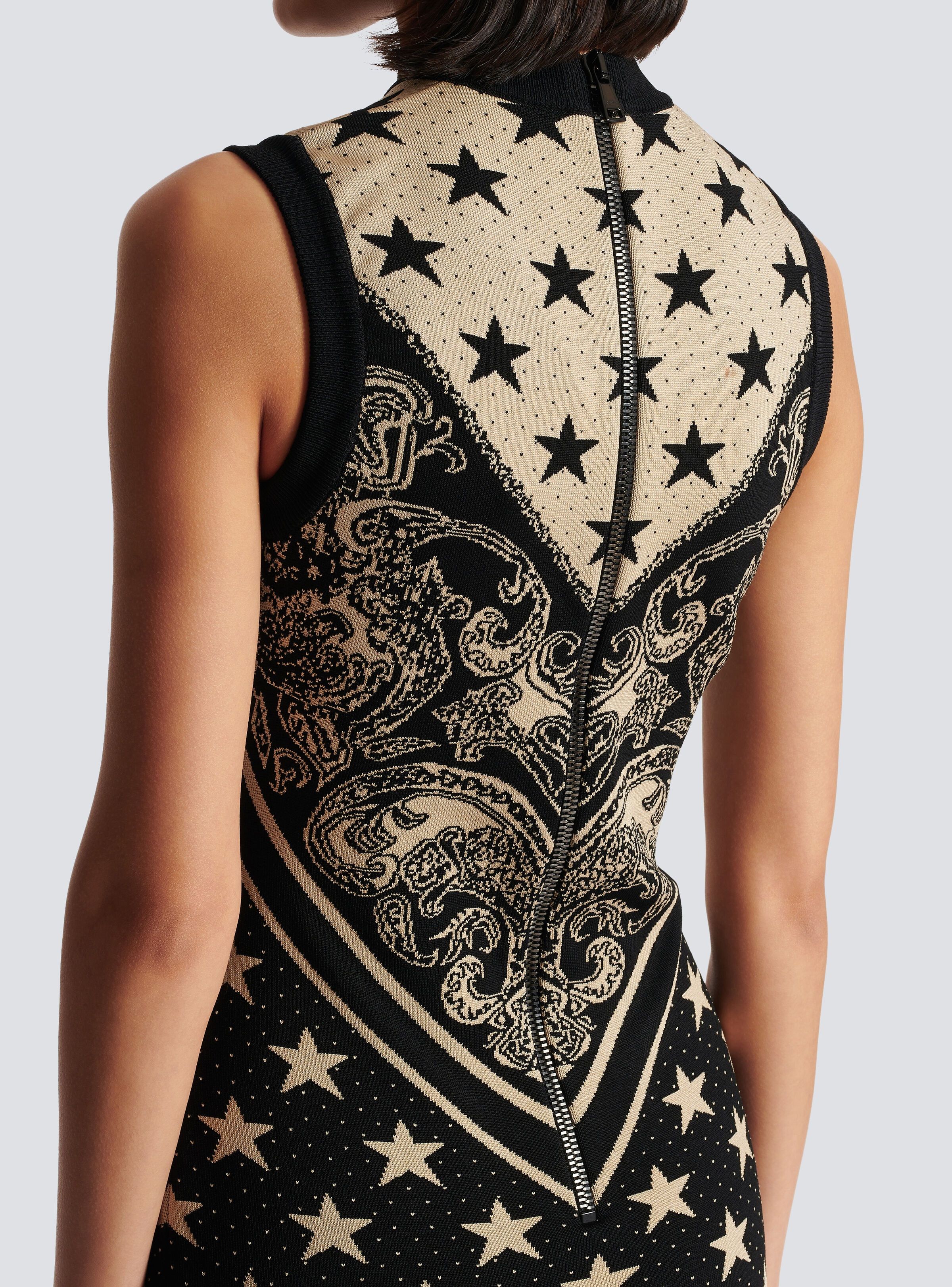Balmain o1s1wg110825 Intarsia Knitted Mini Dress in Multicolor Size XL / US 12-14 / IT 48-50 - 4 Thumbnail