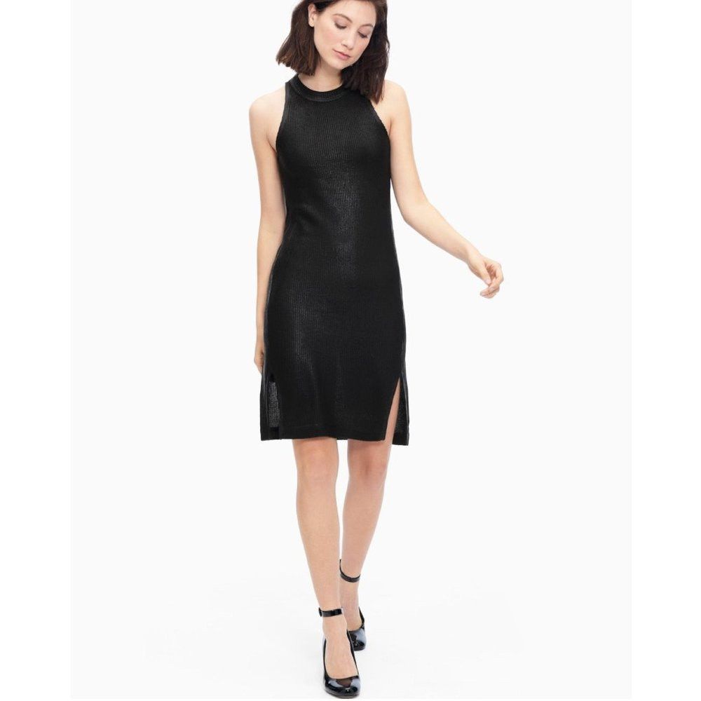 Splendid NWT New $138 Splendid Astor Metallic Coated Knit Dress Blac Size M / US 6-8 / IT 42-44 - 1 Thumbnail