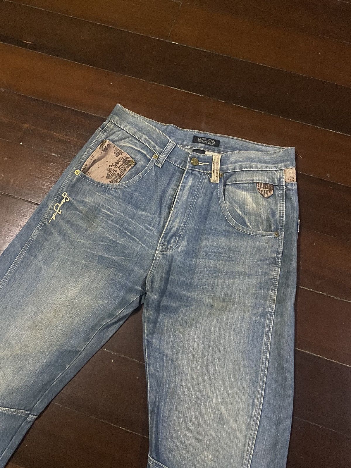 Anchor Blue × JNCO × Sean John Fire vintage SEAN JOHN WIDE LEG dirty mud wash Size US 34 / EU 50 - 15 Thumbnail