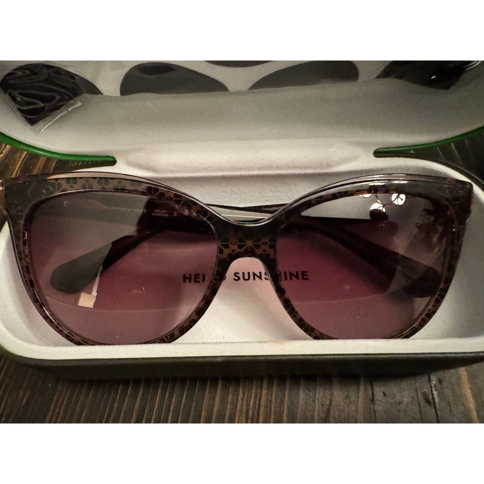 Kate Spade Kate Spade Brown Pattern 56mm Daesha Cat Eye Sunglasses Size ONE SIZE - 2 Thumbnail