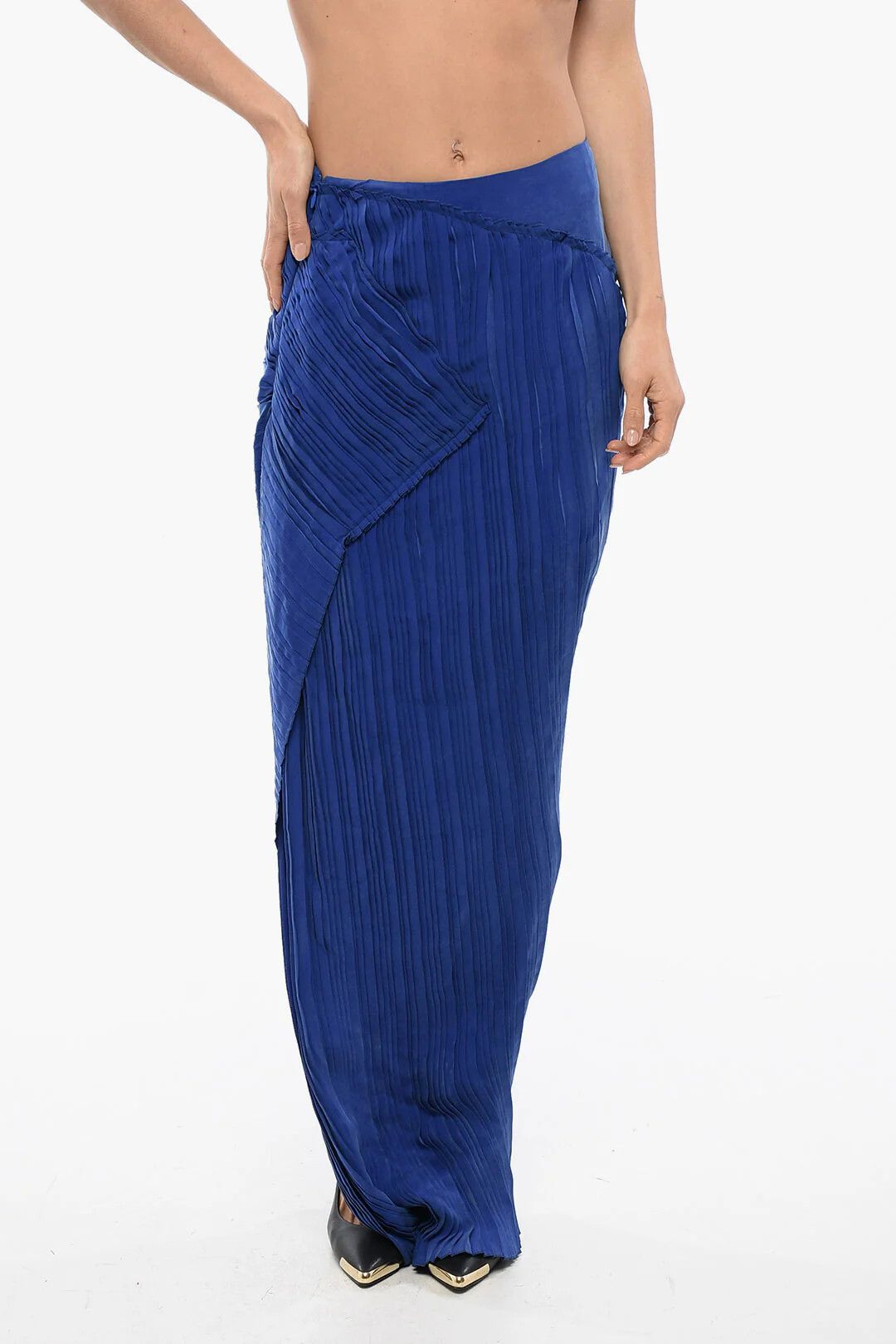 Balmain og1mm0326 Asymmetric Skirt in Blue Size 42" / US 20 - 1 Thumbnail