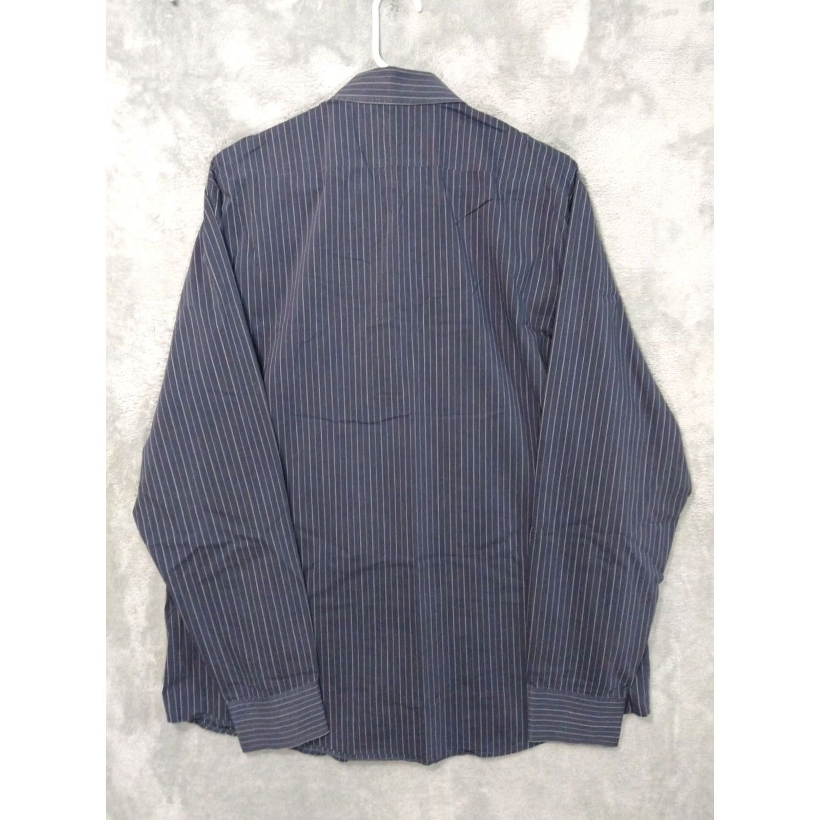 Hugo Boss HUGO BOSS Shirt Mens 16 Gray Striped Long Sleeve Button Up Cotton Stretch Size US L / EU 52-54 / 3 - 2 Thumbnail