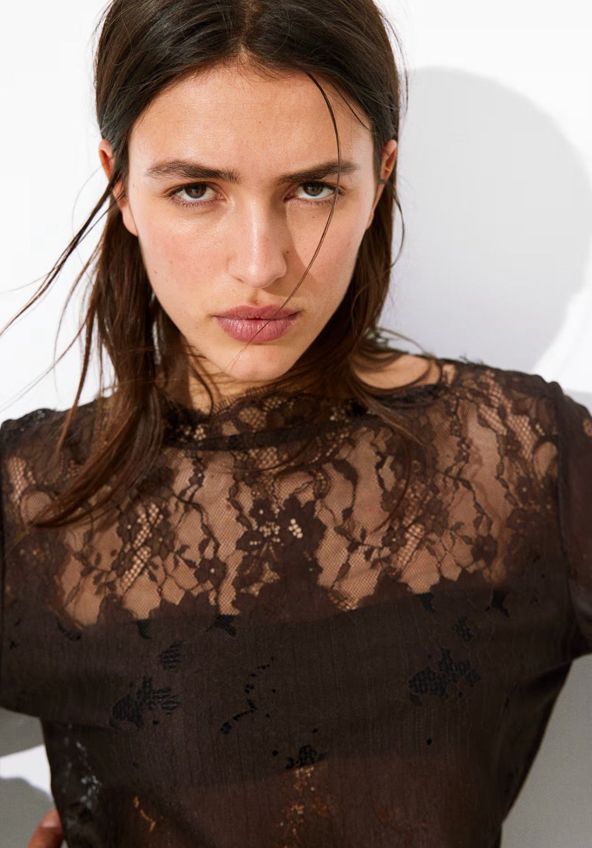 H&M H&M Dark brown lace top Size M / US 6-8 / IT 42-44 - 3 Thumbnail