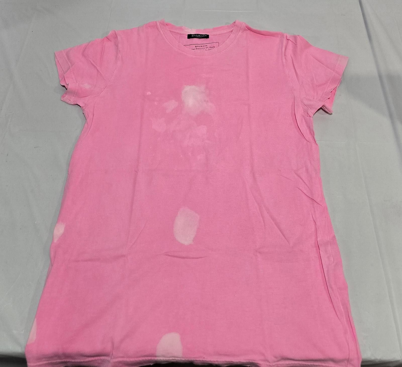 Balmain BALMAIN Paris Pink Distressed T-Shirt — SS2010 Collection Size US M / EU 48-50 / 2 - 1 Thumbnail