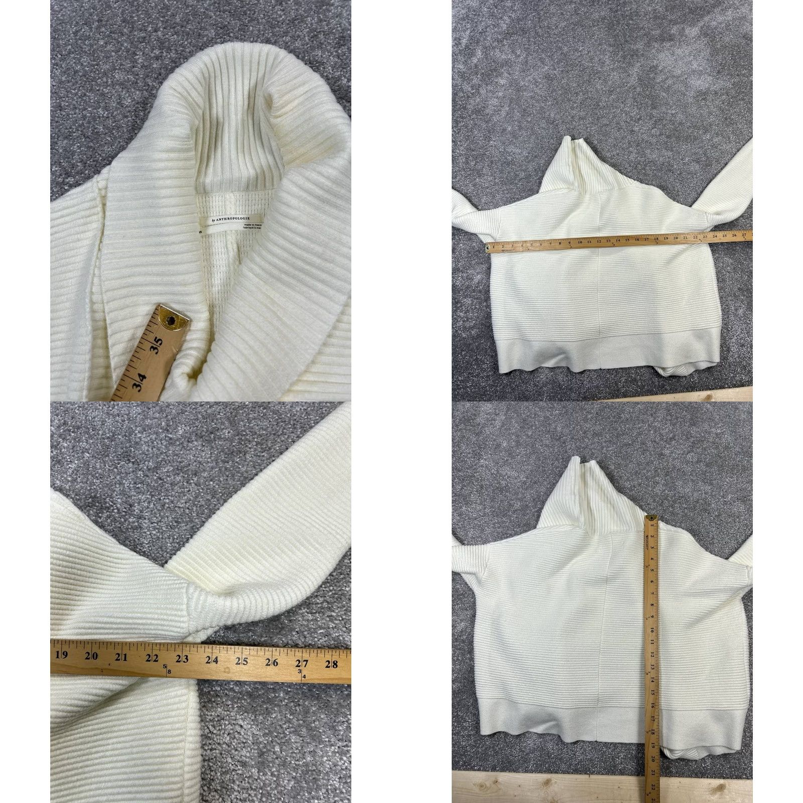 Anthropologie Anthropologie Sweater Womens XS Ivory Knit Open Front Cardigan Size XS / US 0-2 / IT 36-38 - 8 Thumbnail