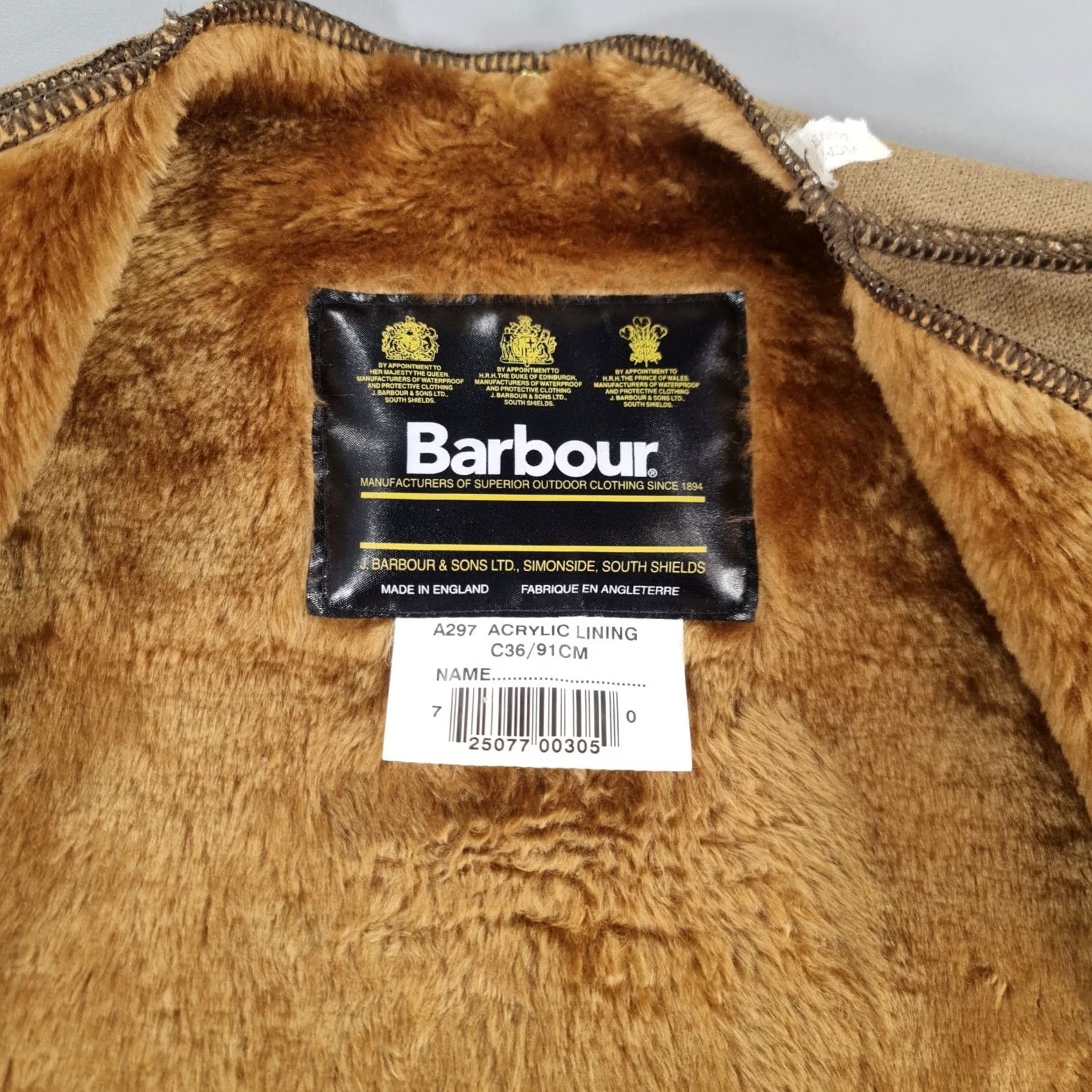 Barbour VINTAGE Barbour Liner Jacket Mens S Brown A297 C36 Pile For Beaufort Bedale Waxed Size US S / EU 44-46 / 1 - 2 Thumbnail