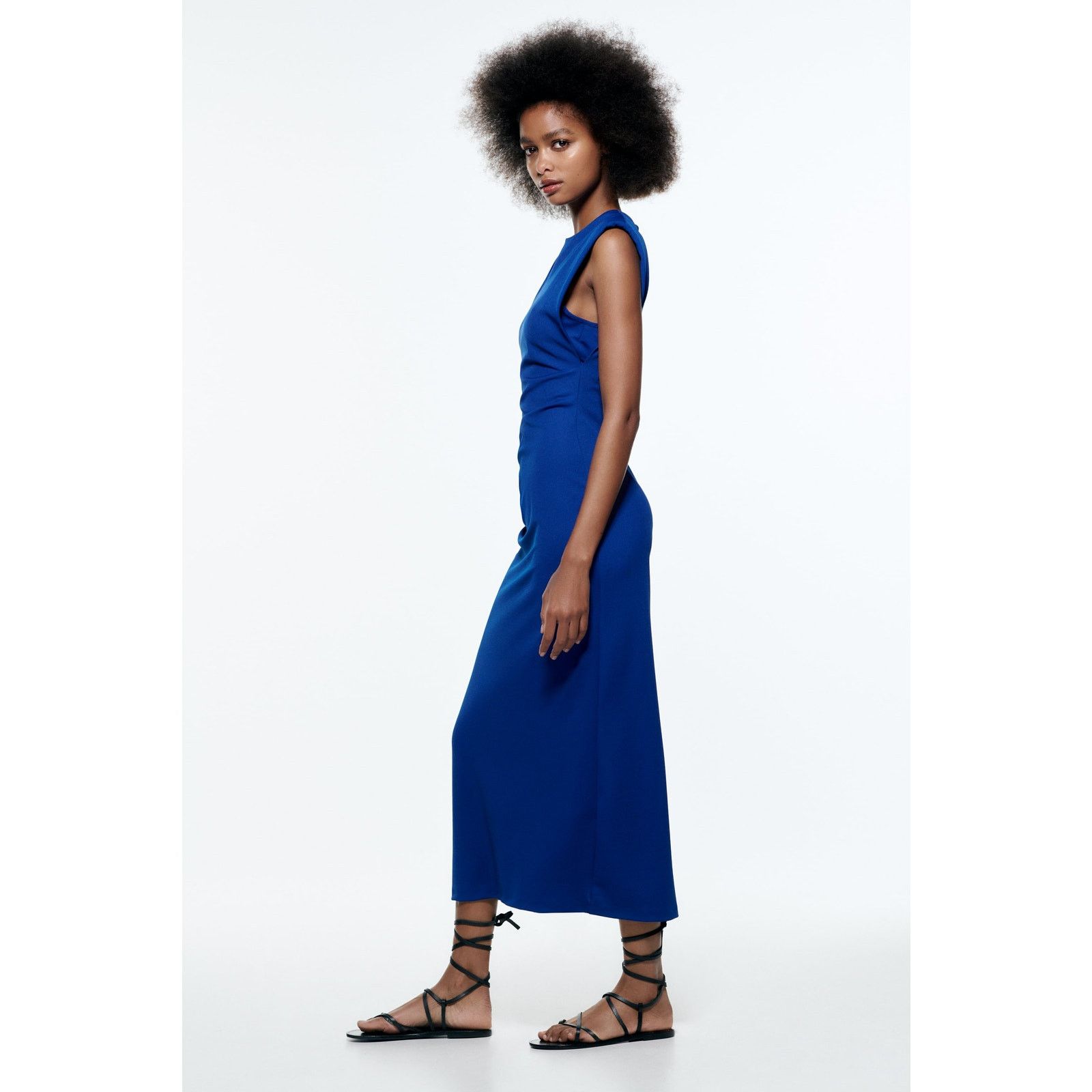 Zara ZARA Blue Shoulder Pad Midi Dress NWT Size M / US 6-8 / IT 42-44 - 15 Thumbnail