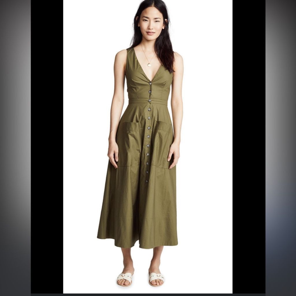 Other Saloni Zoe zoey dress cutout uk 8 is US 4 military green Size S / US 4 / IT 40 - 1 Thumbnail