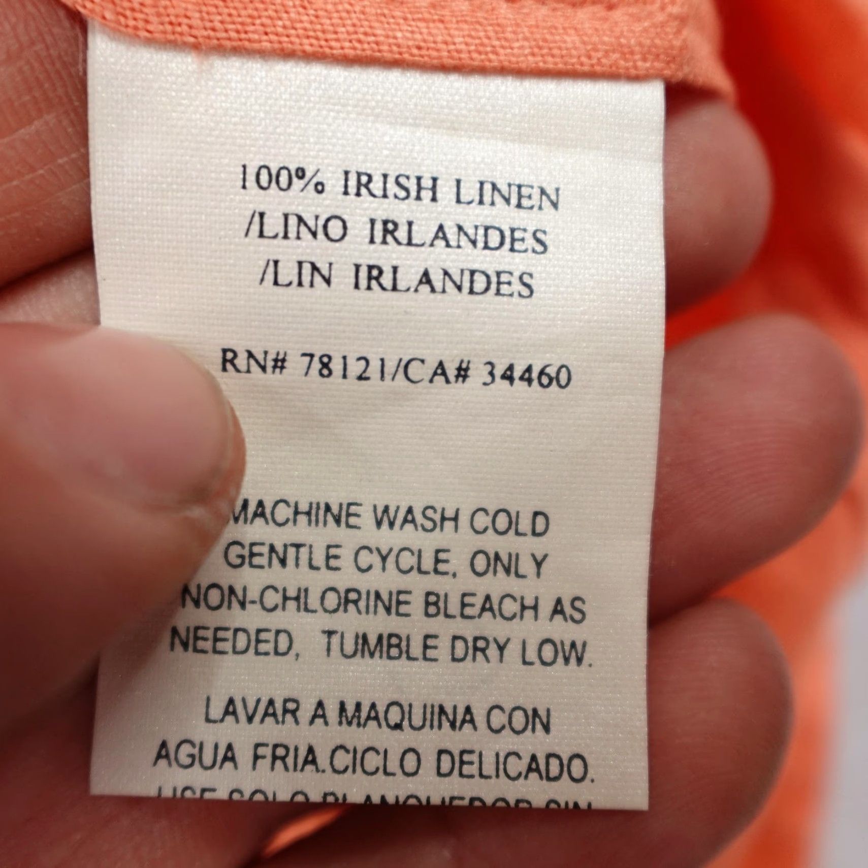 Eileen Fisher Eileen Fisher Shirt Womens Petite Small Orange Linen Button Front Tunic Top Size S / US 4 / IT 40 - 5 Thumbnail