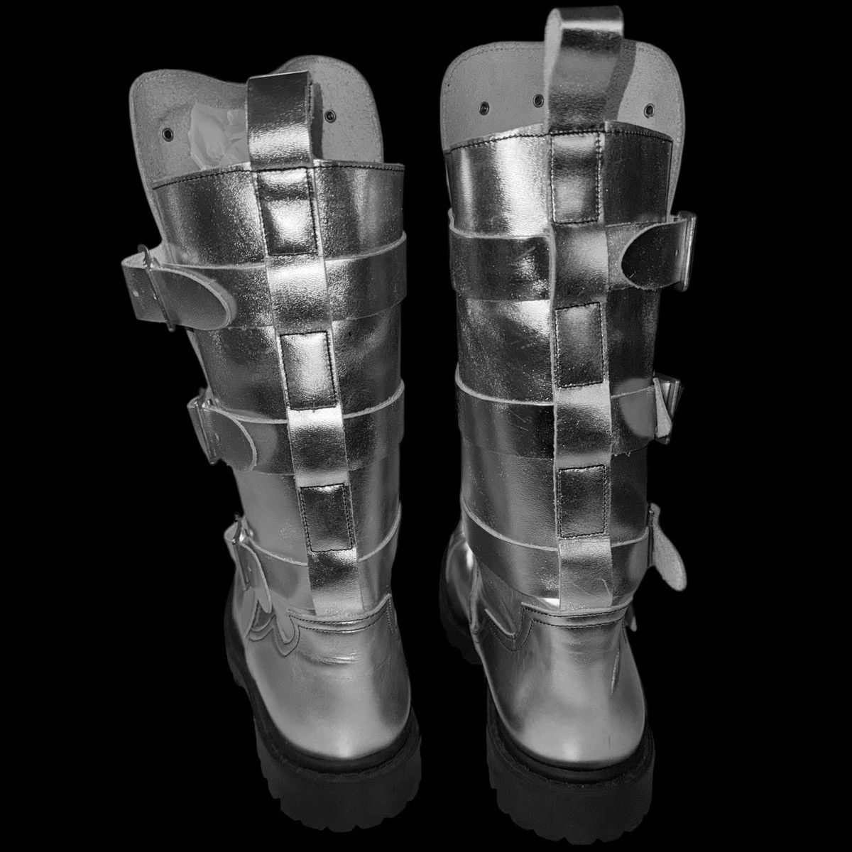 Vintage Metallic biker boots avant garde rock Size US 10 / EU 43 - 3 Thumbnail