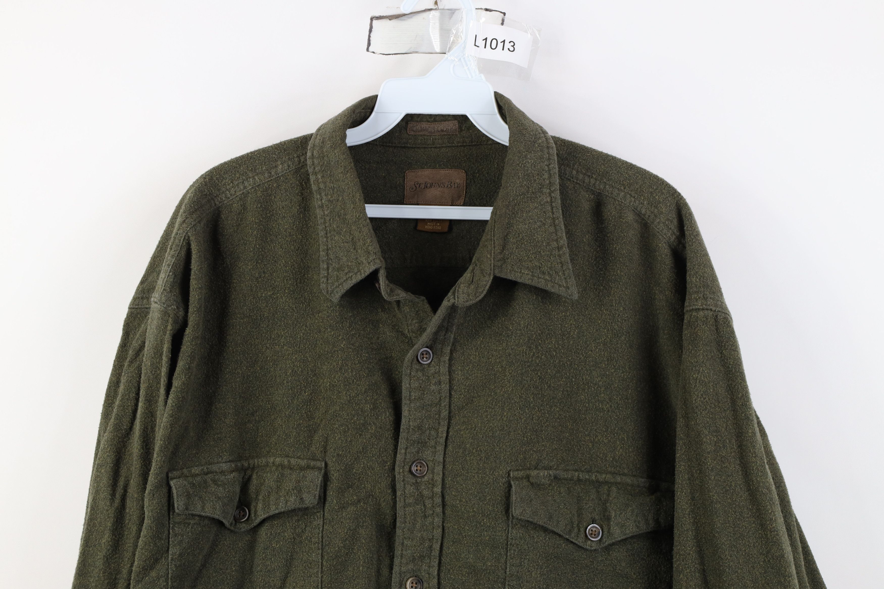 Vintage Vintage 90s Streetwear Chamois Cloth Button Shirt Green Size US XL / EU 56 / 4 - 2 Thumbnail