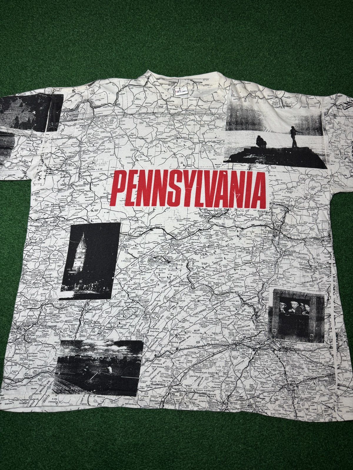 Vintage Pennslyvania Keystone State AOP Map XL/XXL 25x28 T Shirt Size US XL / EU 56 / 4 - 2 Thumbnail