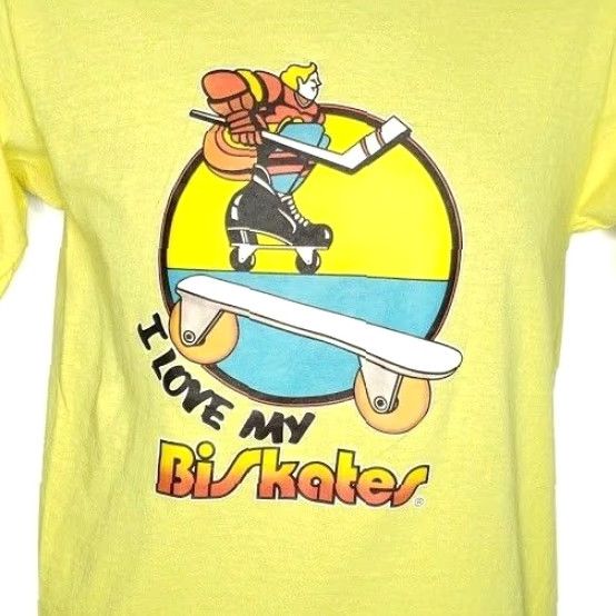 Vintage VINTAGE Bi Skates T Shirt Mens Small 70s I Love My BiSkates Made In USA Yellow 100% Cotton Graphic Tee Mens Size US M / EU 48-50 / 2 - 2 Thumbnail