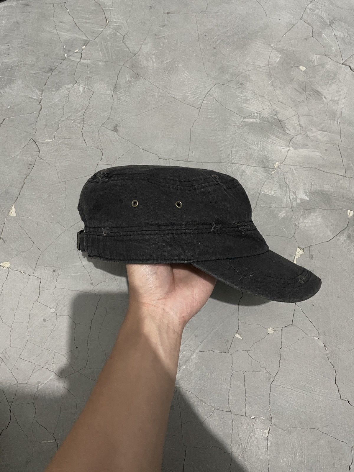 Unsound Rags Two Fold Waxed Faded Black Silver Distressed Cadet Hat Size ONE SIZE - 2 Thumbnail