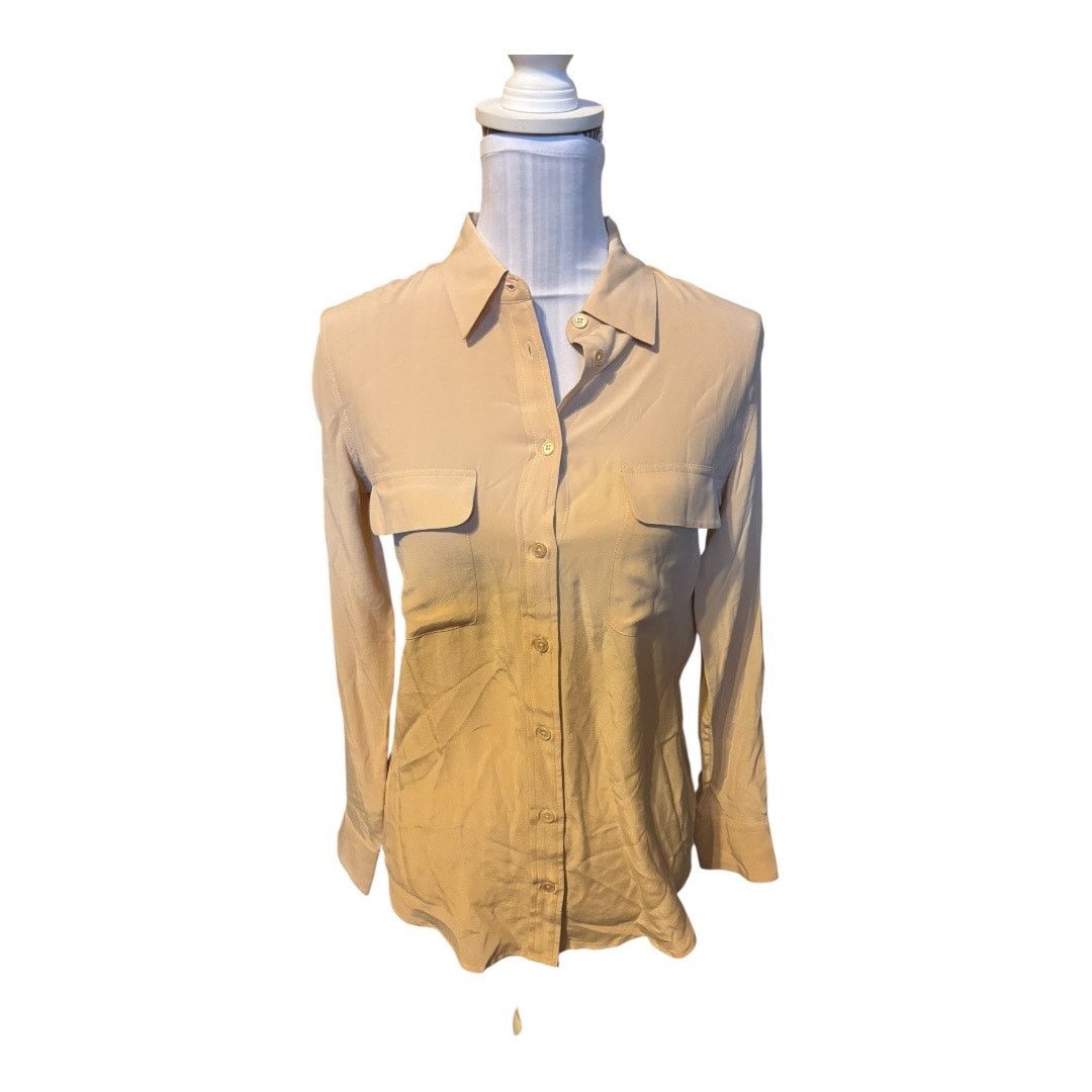 Joie Joie Jeans Peach Silk Button Down Blouse Size XS Size XS / US 0-2 / IT 36-38 - 1 Thumbnail