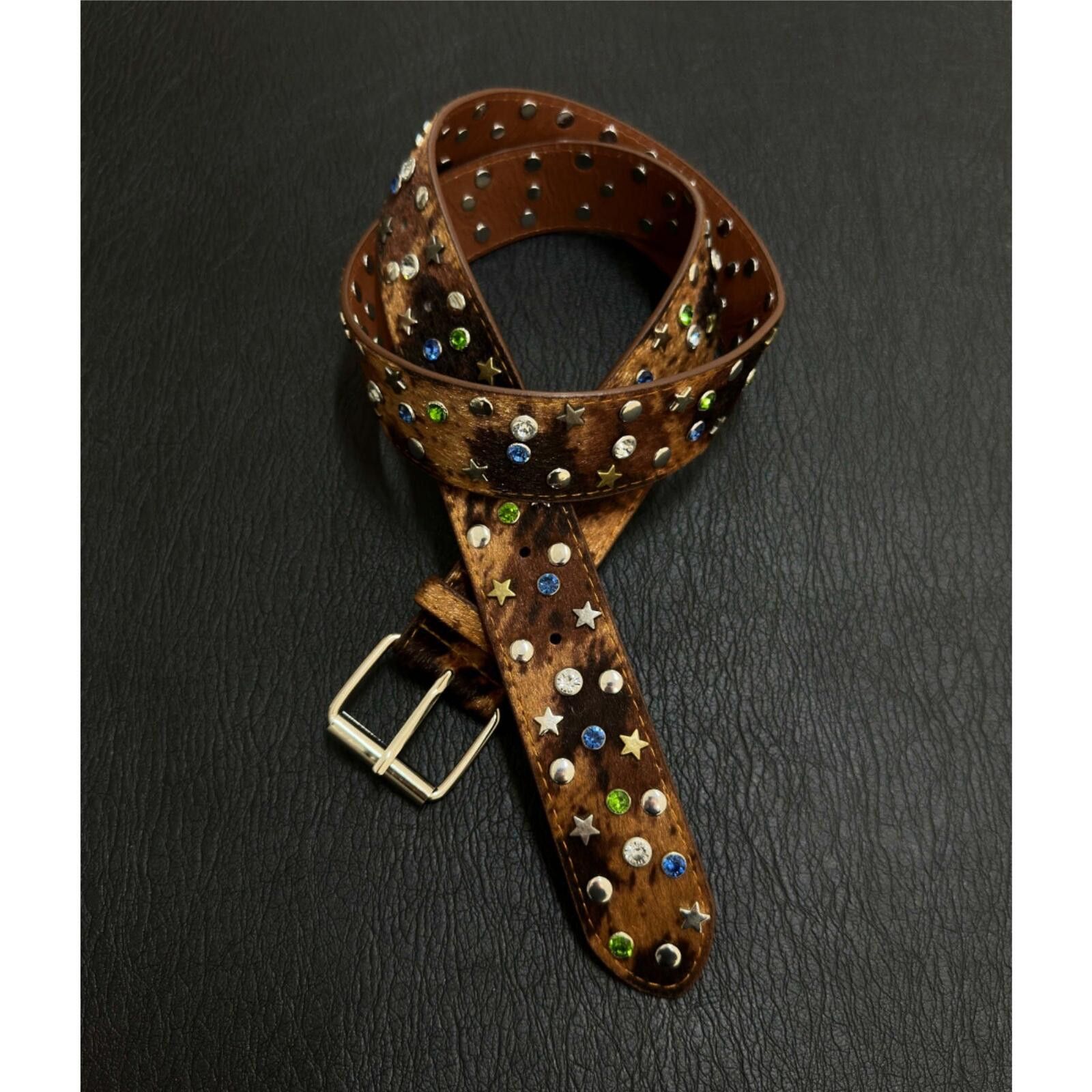 Other Horsehair Gemstone Belt | Coloured Crystal Brown Vintage Size ONE SIZE - 1 Thumbnail