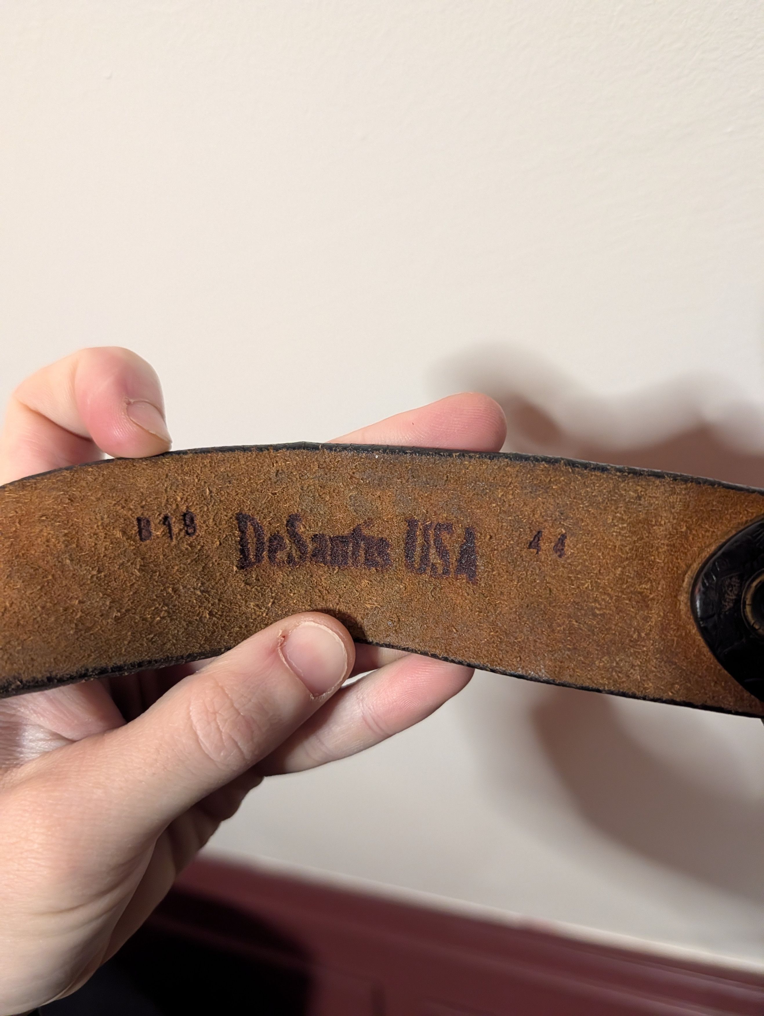 Vintage DeSantis USA B19 embellished black leather western belt Size 44 - 7 Thumbnail