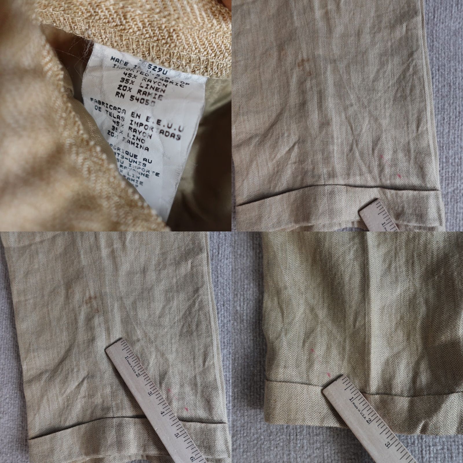Ralph Lauren VINTAGE Lauren Ralph Lauren Womens Pants 14 Beige Pleated Herringbone High Rise NEW Linen Ramie Rayon Front Flat Inseam 31 Dress Pants Womens Size 36" / US 14 / IT 50 - 10 Thumbnail