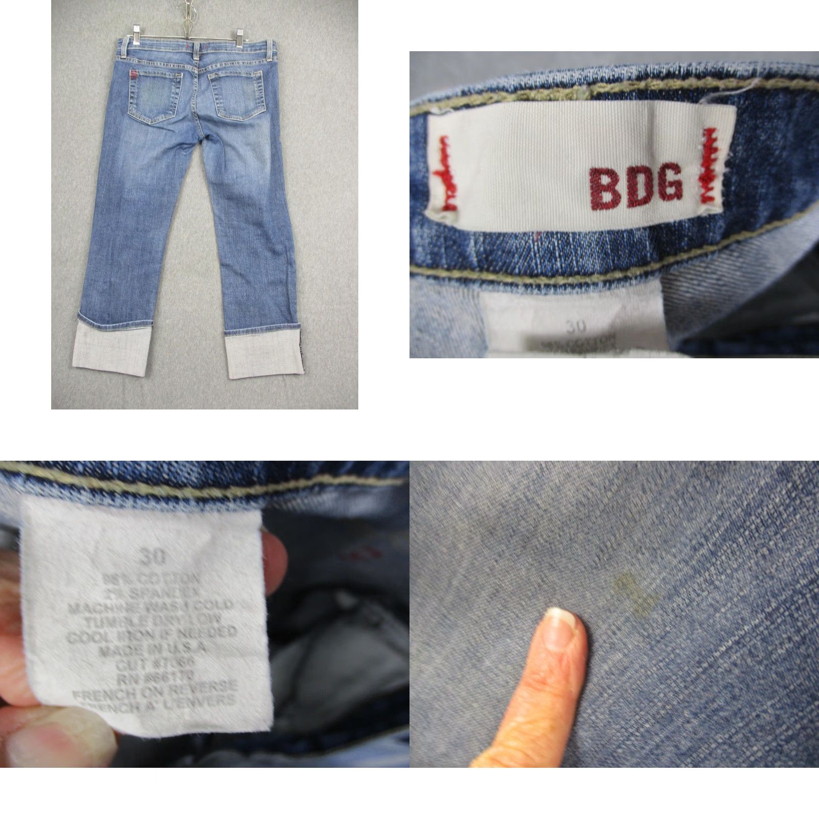 Bdg VINTAGE BDG Jeans Womens 30 Blue Cuffed Straight Leg Denim Urban Outfitters Distressed Size 30" / US 8 / IT 44 - 8 Thumbnail
