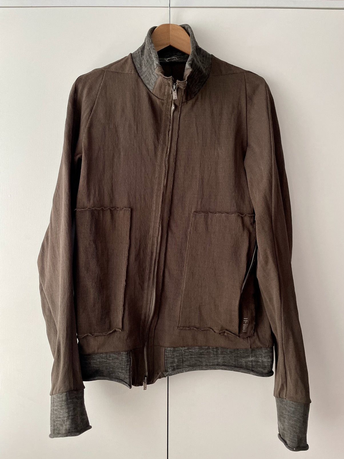 image of Taichi Murakami Knit Anatomical Zip Worker Light Jacket in Khaki, Men's (Size Large)