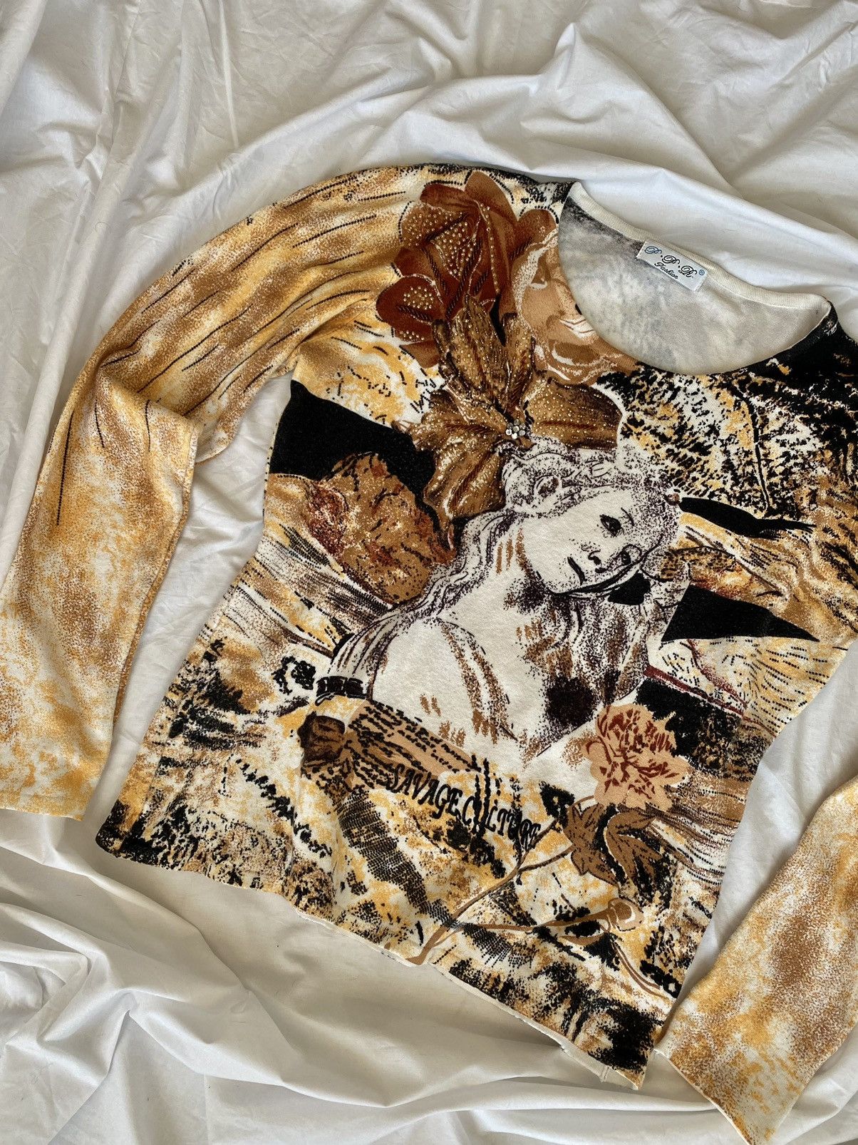 Japanese Brand Savage Culture sweater with woman flower Size S / US 4 / IT 40 - 2 Thumbnail
