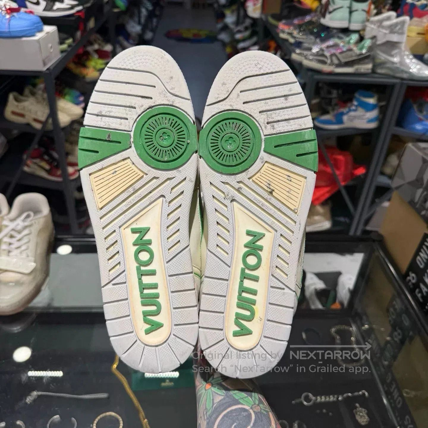 Louis Vuitton Louis Vuitton LV Trainer Velcro White Green. Size US 10.5 / EU 43-44 - 5 Thumbnail