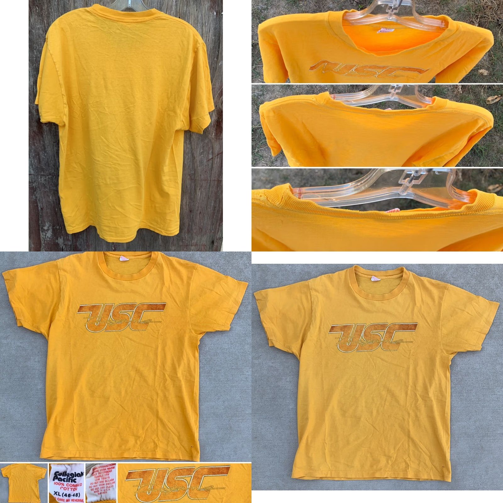 Vintage VINTAGE USC Trojans T Shirt XL Yellow Graphic Tee Mens 70s 80s Collegiate Pacific Cotton Short Sleeve Size US XL / EU 56 / 4 - 9 Thumbnail