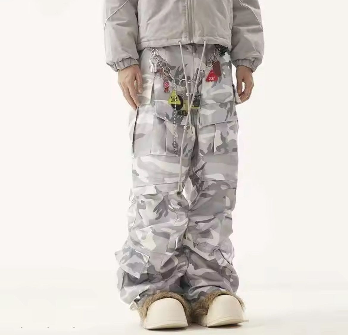 Multi Pocket Stacking Loose Wide Leg Casual Cargo Pants