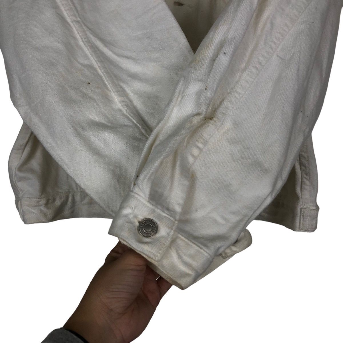 Levi's Vintage Trucker Denim Biker Jacket Levi’s White Rare Colour Size US L / EU 52-54 / 3 - 14 Thumbnail