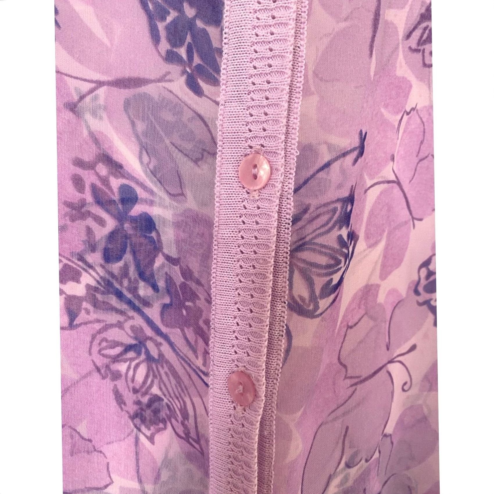 Vintage Independent Sheer Purple Butterfly Light Button Down Long Sleeve Cardigan - Size M/L Women Button-Upווי Size M / US 6-8 / IT 42-44 - 5 Thumbnail